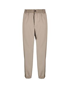 Emporio Armani Men's Khaki Elasticated-Waistband Tapered Trousers