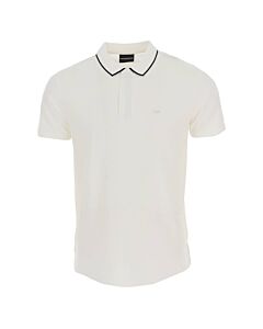 Emporio Armani Men's White Tencel-Blend Jersey Polo Shirt
