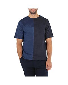 Emporio Armani Men's Woven Shirts Navy Mix Fabric Woven Tee