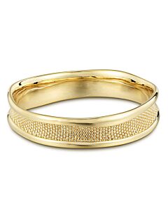 Envie 18k Yellow Gold Over Fine Silver Plated Bronze Czech Crystal Textured Bangle Bracelet, 8"