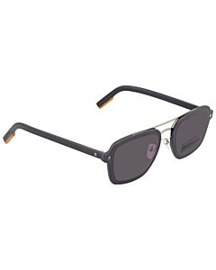 Ermenegildo Zegna 64 mm Shiny BlackSmoke Sunglasses
