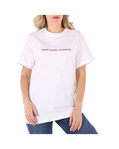 F.A.M.T. White T-Shirt "Need Money, Not Friends" in Red Print