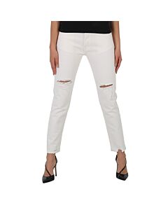 Filles A Papa Tomboy Jeans in Off White/Red