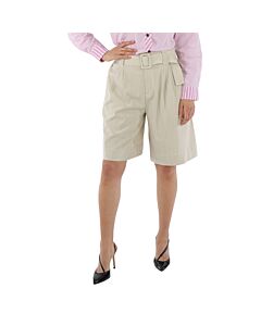 Ganni Ladies Light Melange Suiting Belted Tailored Shorts