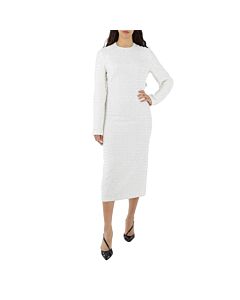 Gauchere Ladies White Vinona Long-Sleeve Sequined Stretch-Jersey Maxi Dress