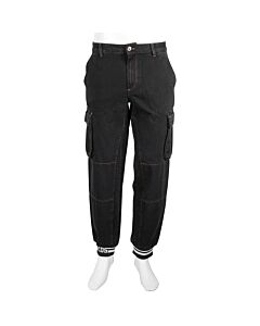 GCDS Men's Black Cargo Fit Denim Jeans