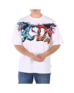 GCDS Men's White Heaven and Hell Graphic Print T-shirt