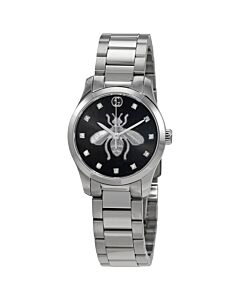 Women's G-Timeless Stainless Steel Black (Bee Embroidered) Dial Watch