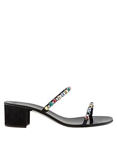 Giuseppe Zanotti Ladies Black Crystal Strap Block-Heel Sandals
