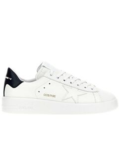 Golden Goose Men's White/Blue Pure Star Low-Top Leather Sneakers