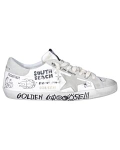 Golden Goose Men's White /Ice/ Black Super-star Low-top Leather Sneakers