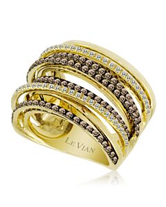 Grand Sample Sale Ring Chocolate Diamonds, Vanilla Diamonds set in 14K Honey Gold Ring Size 7 WIKA 170