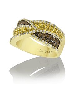 Grand Sample Sale Ring Yellow Sapphire, Chocolate Diamonds, Vanilla Diamonds set in 14K Honey Gold Ring Size 7 PZJA 33