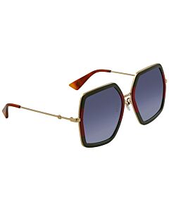 Gucci 56 mm Green, Gold, Red Sunglasses