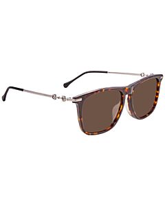 Gucci 56 mm Havana and Silver-tone Sunglasses