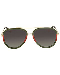 Gucci 57 mm Green, Red, Gold Sunglasses