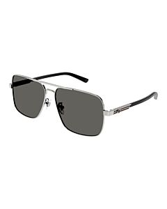 Gucci 62 mm Gunmetal/Black Sunglasses