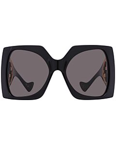 Gucci 64 mm Shiny Black with Gold Sunglasses