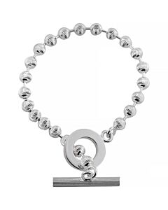 Gucci Boule Sterling Silver Stripe Beaded Chain Bracelet