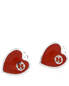 Gucci Interlocking G Red Heart Earrings
