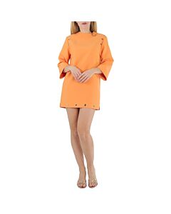 Gucci Orange Apricot Wool Silk Cady Button Detail Short Dress