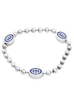 Gucci Sterling Silver And Enamel Boule Chain Interlocking G Bracelet