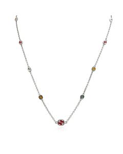 Gucci Sterling Silver Interlocking G Multicoloured Enamel Necklace - YBB728953001