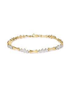 Haus of Brilliance 10k Gold 1/3 Cttw Diamond Miracle Set Alternating Bar and Link Bracelet (I-J Color, I1-I2 Clarity) - 7.75" Inches