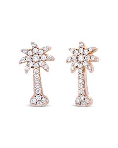 Haus of Brilliance 10K Rose Gold 1/4 Cttw Diamond Palm Tree Push Back Stud Earrings (H-I Color, I1-I2 Clarity)