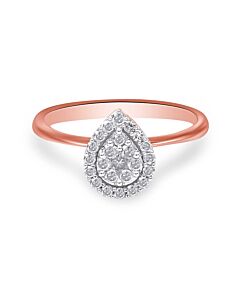 Haus of Brilliance 10K Rose Gold 3/8 Cttw Round-Cut Diamond Pear Promise Ring (I-J Color, I2-I3 Clarity)