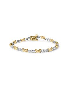 Haus of Brilliance 10K Two-Tone Gold 1/2 Cttw Diamond Alternating 3 Stone and X-Link 7" Bracelet (I-J Color, I2-I3 Clarity)