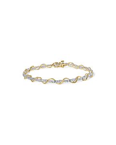 Haus of Brilliance 10k Two-Tone Gold 1/2 Cttw Diamond Spiral Over Link Bracelet (I-J Color, I2-I3 Clarity) 7" Inches