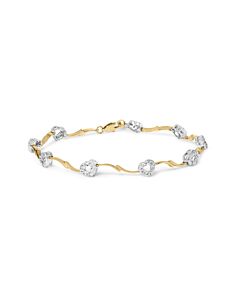 Haus of Brilliance 10k Two-Tone Gold 1/3 Cttw Diamond Pave Set Heart S-Link 7.25" Bracelet (I-J Color, I2-I3 Clarity)