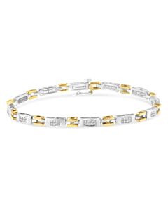 Haus of Brilliance 10K Two-Tone Gold 1 ct TDW Diamond Link Bracelet (H-I,SI2-I1)