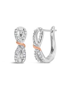 Haus of Brilliance 10K White and Rose Gold 1/3 Cttw Diamond Infinite and Ribbon Hoop Earrings (H-I Color, I1-I2 Clarity)