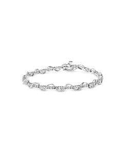 Haus of Brilliance 10K White Gold 1.00 Cttw Round-Cut Diamond Tennis Bracelet with Swirl Link (H-I Color, I3 Clarity) - 7" Inches