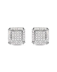 Haus of Brilliance 10K White Gold 1 1/10 Cttw Princess Diamond Composite and Halo Stud Earrings (I-J Color, I1-I2 Clarity)