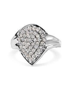 Haus of Brilliance 10K White Gold 1/2 Cttw Diamond Pear Shaped Cluster Ring (H-I Color, I1-I2 Clarity)