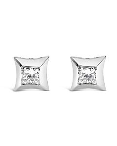 Haus of Brilliance 10K White Gold 1/2 Cttw Invisible Set Princess-Cut Diamond Stud Earrings (H-I Color, SI2-I1 Clarity)