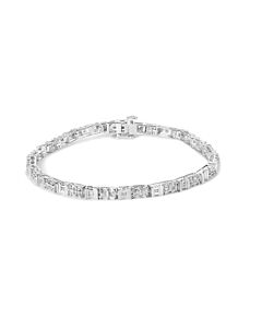Haus of Brilliance 10K White Gold 1/2 Cttw Round and Channel Set Baguette Diamond Alternating Link 7" Bracelet (H-I Color, I2-I3 Clarity)