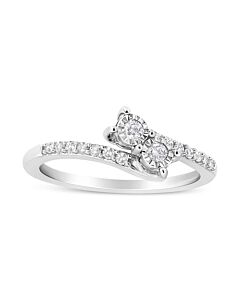 Haus of Brilliance 10K White Gold 1/4 Cttw Miracle Set Round Cut Diamond Two-Stone Ring (H-I Color, I2 Clarity)