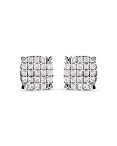 Haus of Brilliance 10K White Gold 3/4 Cttw Princess Diamond Composite Cushion Shape Stud Earrings (I-J Color, I1-I2 Clarity)