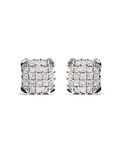 Haus of Brilliance 10K White Gold 3/4 Cttw Princess Diamond Composite Open Frame Stud Earrings (I-J Color, I1-I2 Clarity)