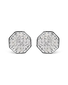 Haus of Brilliance 10K White Gold 7/8 Cttw Princess Diamond Composite Octagon Shaped Stud Earrings (I-J Color, I1-I2 Clarity)