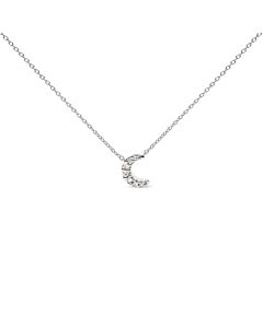 Haus of Brilliance 10K White Gold Diamond Accented Crescent Moon Shaped 18" Inch Pendant Necklace (H-I Color, I1-I2 Clarity)