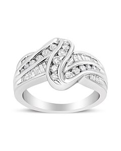 Haus of Brilliance 10K White Gold Ring 3/4 Cttw Round-Cut Diamond Bypass Ring (H-I Color, I2-I3 Clarity)