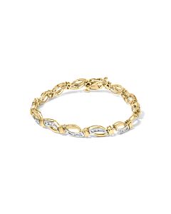Haus of Brilliance 10K Yellow and White Gold 1/2 Cttw Channel Set Diamond Infinity Link 7" Tennis Bracelet (H-I Color, I1-I2 Clarity)