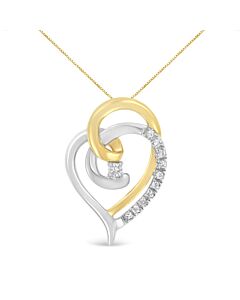 Haus of Brilliance 10K Yellow and White Gold Diamond Accent Open Double Heart Spiral Curl 18" Pendant Necklace (J-K Color, I2-I3 Clarity)