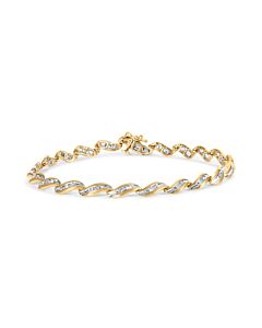 Haus of Brilliance 10k Yellow Gold 1.00 Cttw Baguette-Cut Diamond Spiral Link 7.50" Bracelet (I-J Color, I1-I2 Clarity)