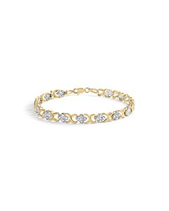 Haus of Brilliance 10K Yellow Gold 1.00 Cttw Diamond 5 Stone Floral Cluster and "X" Link 7" Bracelet (I-J Color, I3 Clarity)